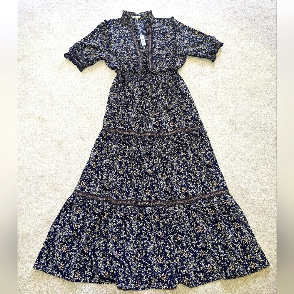 Max Studio Navy Floral Maxi Dress